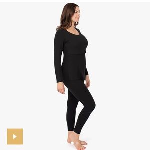 Kindred Bravely maternity/nursing pajama set in black, Medium